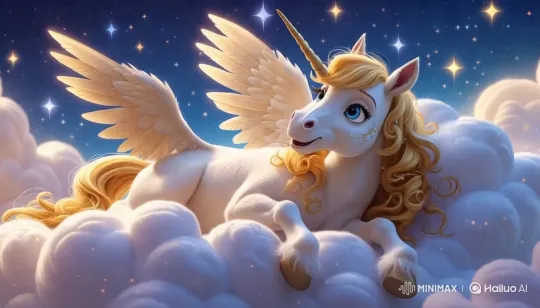 Majestic Pegasus Rests in Starry Night Sky – AI Generated Video | Hailuo AI