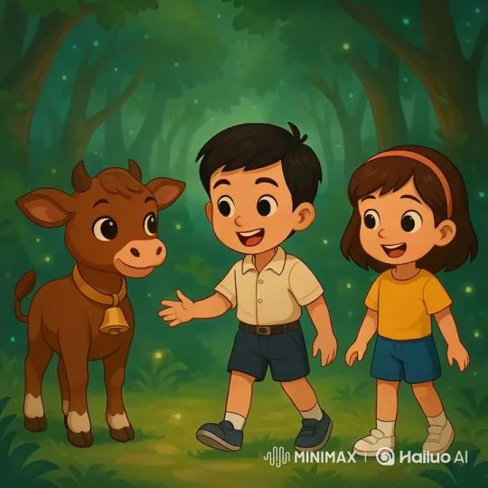 Siblings Embark on Magical Forest Adventure with Trials – AI Generated Video | Hailuo AI