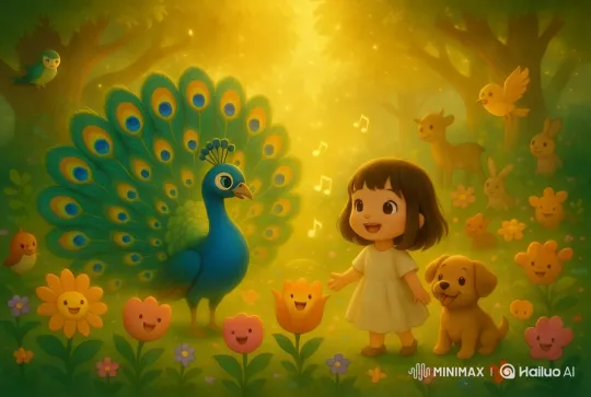 Magical Forest: Peony the Peacock and Serene Harmony – AI Generated Video | Hailuo AI