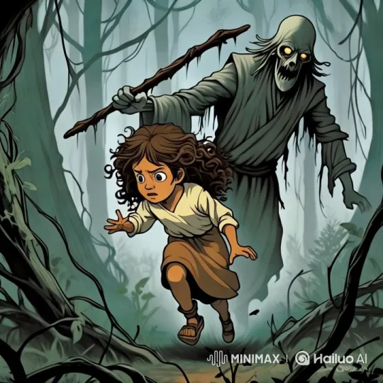 Child Fleeing Ghost in Mysterious Forest Chase – AI Generated Video | Hailuo AI