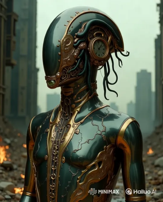 Futuristic Robot in Post-Apocalyptic Cityscape – AI Generated Video | Hailuo AI
