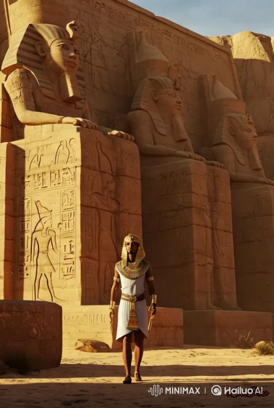 Pharaoh Strolls Through Animated Egyptian Monuments – AI Generated Video | Hailuo AI