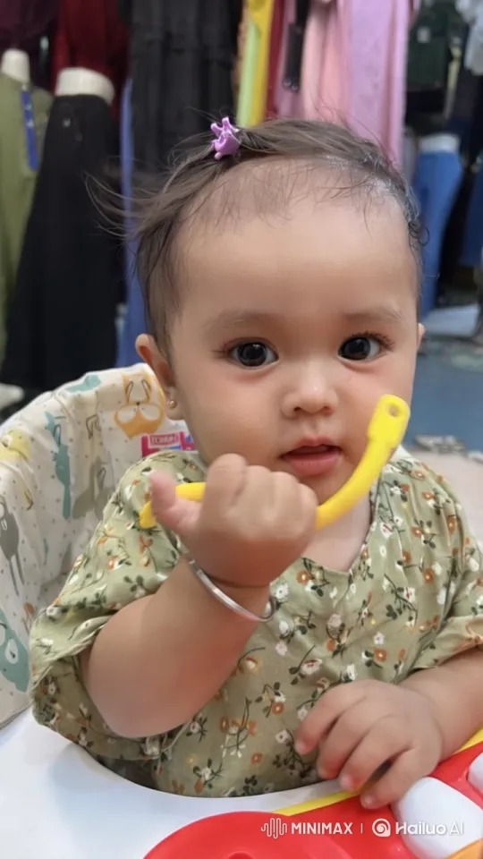 Child in Green Dress in Vibrant Clothing Store – AI Generated Video | Hailuo AI
