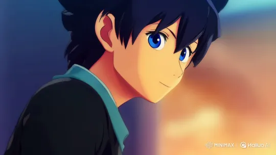Anime Boy Captivates with Intimate Gaze in Vibrant Scene – AI Generated Video | Hailuo AI