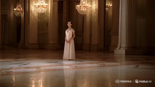 Solitary Dancer in Ornate Ballroom: A Cinematic Poem – AI Generated Video | Hailuo AI