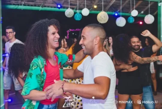 Vibrant Party Scene with Passionate Couple's Kiss – AI Generated Video | Hailuo AI