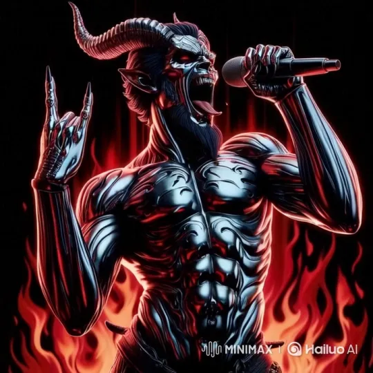 Demonic Figure Performs with Flames in Heavy Metal Video – AI Generated Video | Hailuo AI
