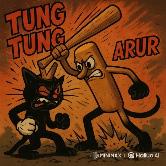 High-Energy Cartoon Confrontation: Cat vs. Bat – AI Generated Video | Hailuo AI