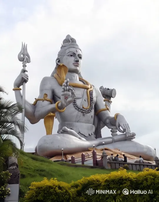 Majestic Lord Shiva Statue in Serene Garden – AI Generated Video | Hailuo AI