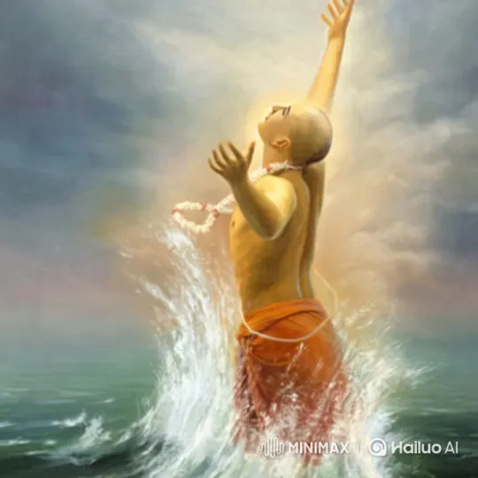 Monk Emerging from Ocean in Spiritual Aesthetic Scene – AI Generated Video | Hailuo AI