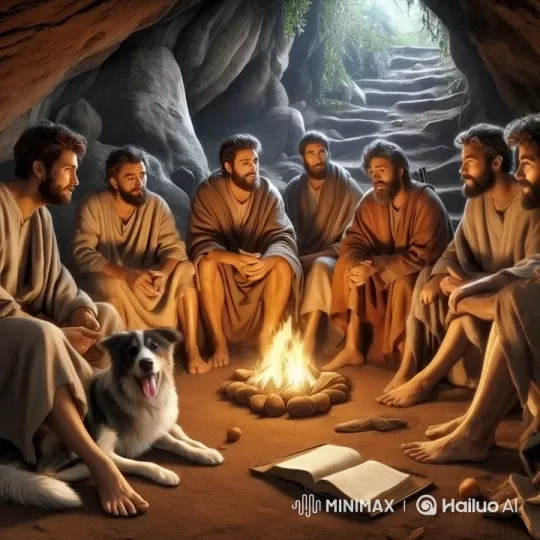 Robed Men in Cave Discuss by Campfire – AI Generated Video | Hailuo AI