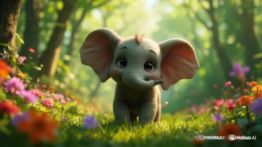 Baby Elephant Explores Enchanting Jungle Ecosystem – AI Generated Video | Hailuo AI
