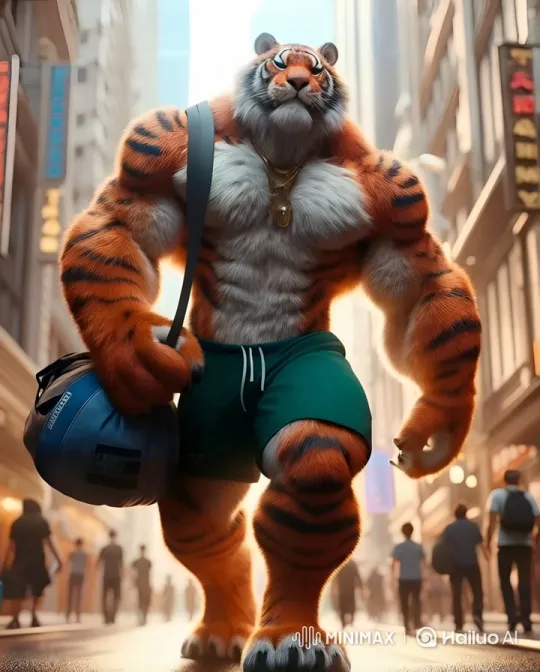 Anthropomorphic Tiger Dances Gracefully in City Street – AI Generated Video | Hailuo AI