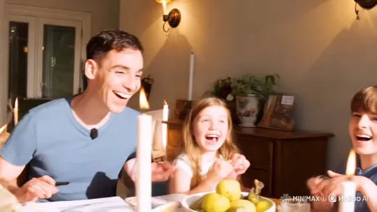 Painter Joins Family Meal, Captures Moment with Sketch – AI Generated Video | Hailuo AI