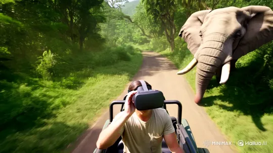 Thrilling VR Safari Adventure in Dense Jungle – AI Generated Video | Hailuo AI
