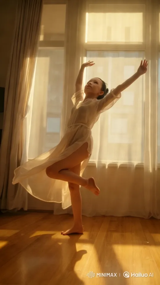 Dancer's Graceful Performance in Golden Light – AI Generated Video | Hailuo AI
