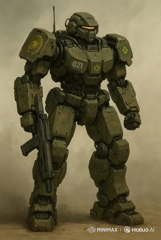 Armored Robotic Soldier Running in Dusty Landscape – AI Generated Video | Hailuo AI