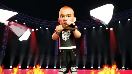 Emotional Rapper Battles Shadows in Animated Video – AI Generated Video | Hailuo AI