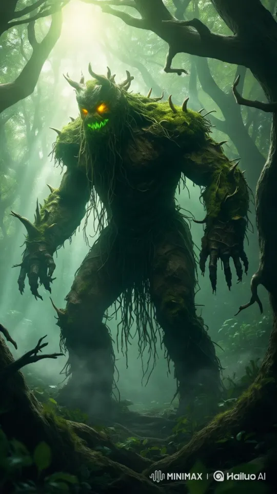 Leshiy, the Forest Spirit, Advances Through Misty Woods – AI Generated Video | Hailuo AI