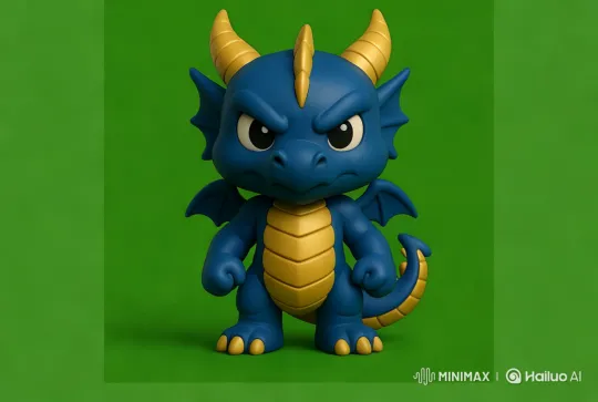 Blue Dragon Charges Forward in Green-Background Tracking Shot – AI Generated Video | Hailuo AI
