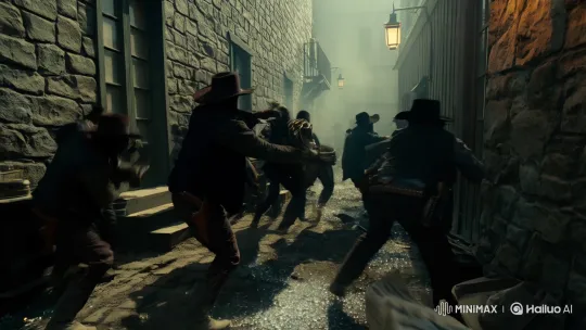 First-Person Chaos: Gritty Gang Fight in Red Dead Redemption 2 – AI Generated Video | Hailuo AI