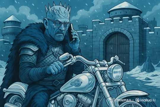 Medieval Fortress: Motorcycle Warrior's Threat Under Snowy Skies – AI Generated Video | Hailuo AI