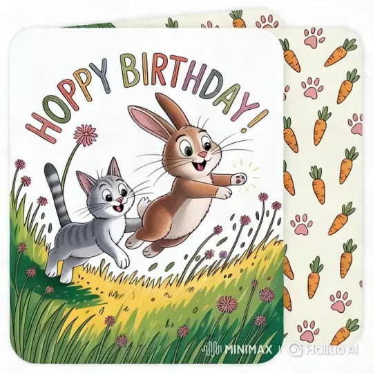 Whiskers Pursues Hop in Playful Meadow Chase – AI Generated Video | Hailuo AI