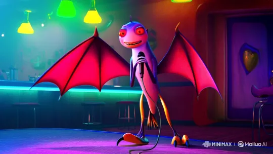 Retro Karaoke Bar: Bizarre Creature's Enchanting Performance – AI Generated Video | Hailuo AI
