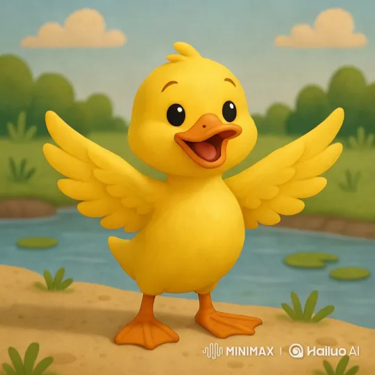Joyful Duck in Serene Riverbank Setting – AI Generated Video | Hailuo AI