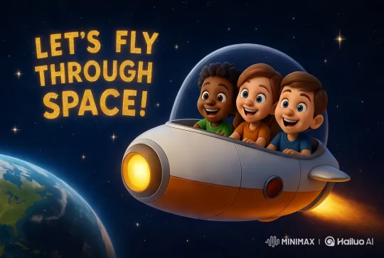 Children's Joyful Space Adventure in Colorful Cosmos – AI Generated Video | Hailuo AI