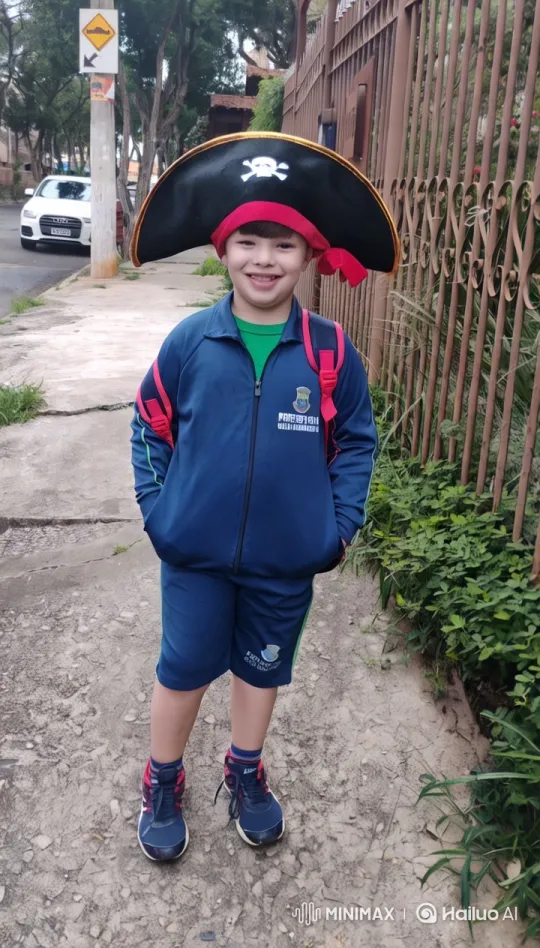 Young Boy in Pirate Costume on Ship's Deck – AI Generated Video | Hailuo AI