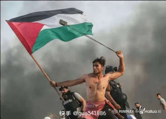 Palestinian Flag Bearer in Chaotic Protest – AI Generated Video | Hailuo AI
