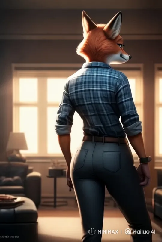 Anthropomorphic Fox with Growing Tail in Cozy Living Room – AI Generated Video | Hailuo AI