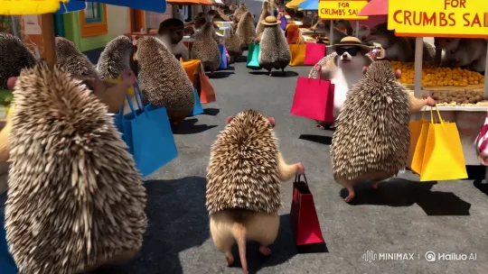 Hedgehog Market: A Bustling World of Cheese and Crumbs – AI Generated Video | Hailuo AI