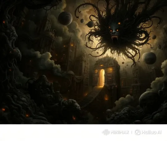 Gothic Cityscape with Hovering Monstrous Creature – AI Generated Video | Hailuo AI