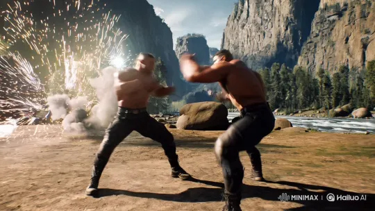 Stunning 3D Battle: Dynamic Combat Amidst Nature's Majesty – AI Generated Video | Hailuo AI