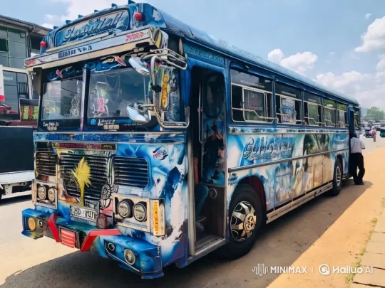 Decorated Bus Drives Through Scenic Mountain Road – AI Generated Video | Hailuo AI
