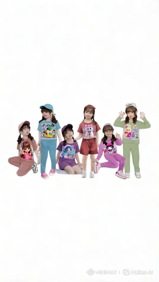 Colorful Children Posed in Animated Character Outfits – AI Generated Video | Hailuo AI