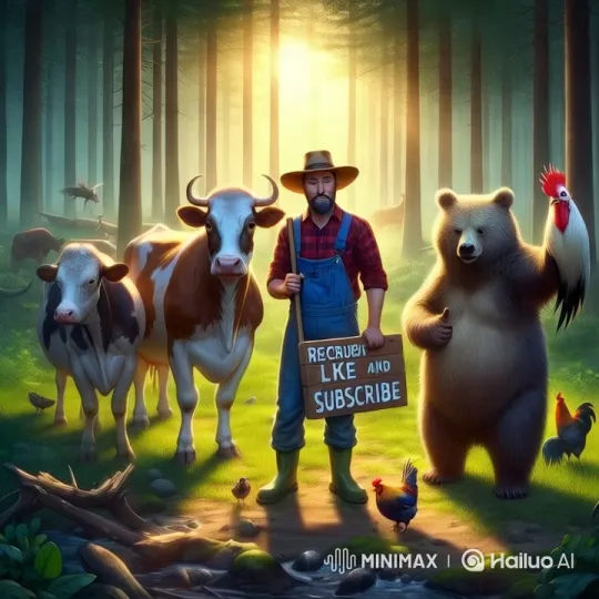 Dramatic Forest Scene with Man, Animals, and Intense Music – AI Generated Video | Hailuo AI