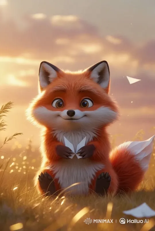 Contemplative Fox in Serene Sunset Field – AI Generated Video | Hailuo AI