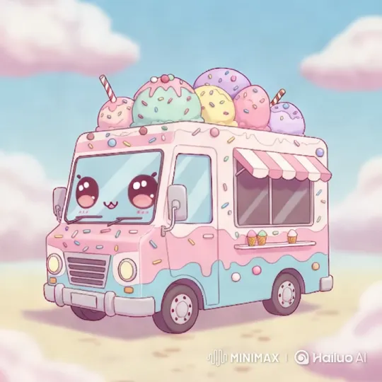 Animated Ice Cream Truck in Whimsical Dreamland – AI Generated Video | Hailuo AI
