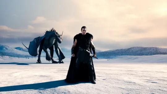 Lone Warrior Faces Majestic Dragon in Photorealistic Fantasy Battle – AI Generated Video | Hailuo AI