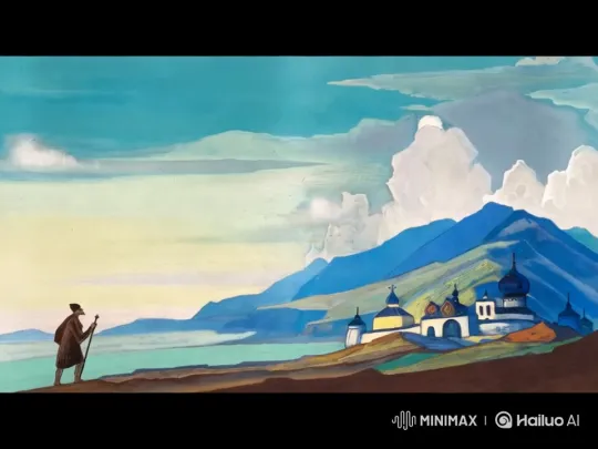 Orthodox Pilgrim Journeys to Serene Mountain Church – AI Generated Video | Hailuo AI