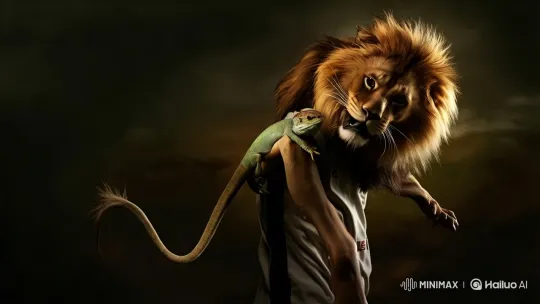 Dramatic Encounter with Lion-Mane and Ronaldo – AI Generated Video | Hailuo AI