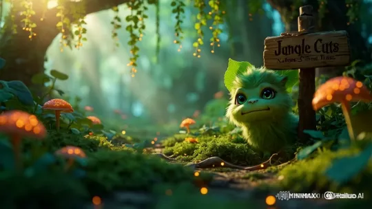 Magical Jungle Barbershop with Enchanted Creature – AI Generated Video | Hailuo AI