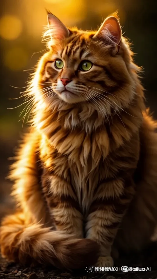 Golden-Hued Autumn Portrait of a Majestic Maine Coon – AI Generated Video | Hailuo AI