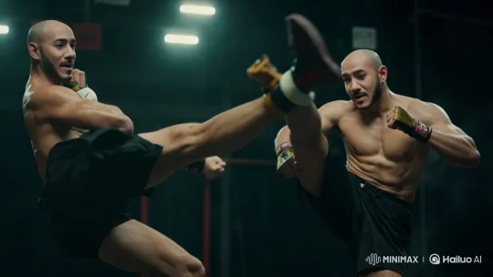 Intense Kungfu Battle in a Martial Arts Arena – AI Generated Video | Hailuo AI