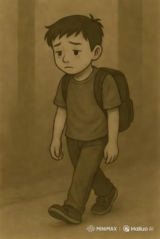 Young Boy's Steady Walk Down Minimalist Hall – AI Generated Video | Hailuo AI