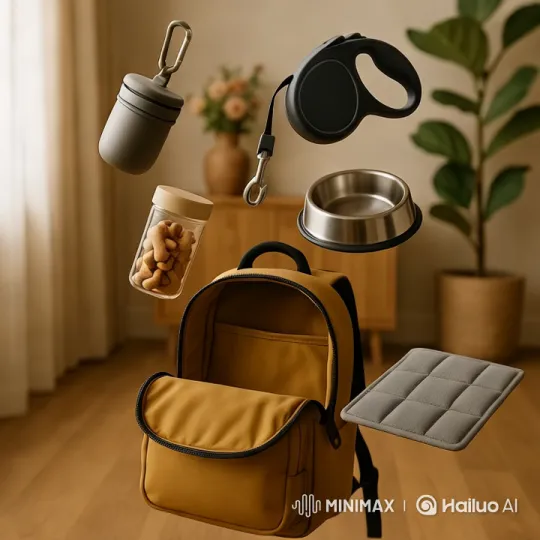 Dog Travel Essentials Float Around Backpack – AI Generated Video | Hailuo AI