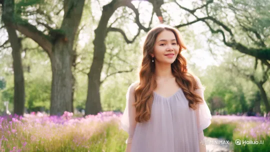 Young Woman in Romantic Park: A Serene, Intimate Moment – AI Generated Video | Hailuo AI